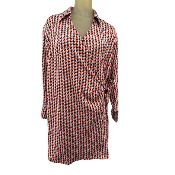 H&M Womens Geometric Print  stain Wrap Dress Size Large new - Picture 2 of 7